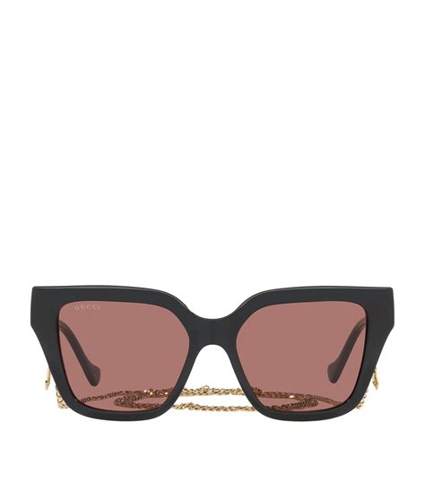 gucci rectangular sunglasses with chain.